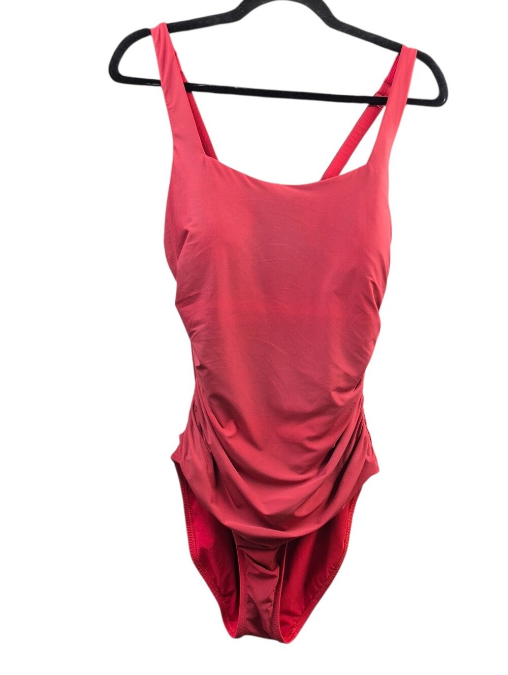 Athleta Red Ruched One-Piece Swimsuit Women's Large
